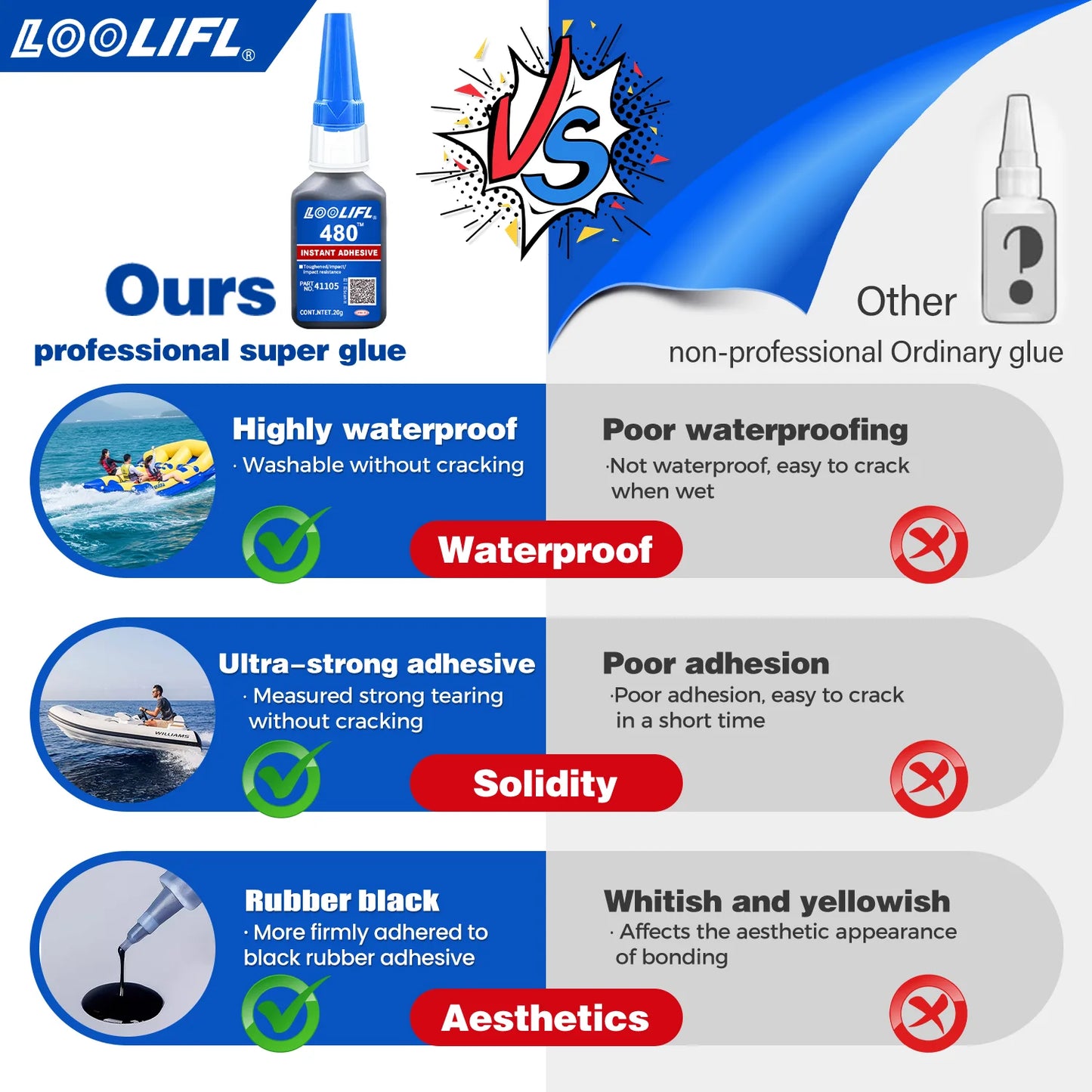 Tire repair adhesive, suitable for cars, motorcycles, bicycles, rubber, seamless and strong bonding, high strength, waterproof