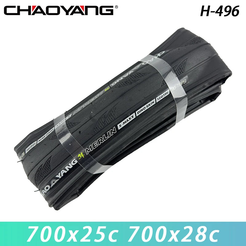 CHAOYANG H-496 MERLIN Road Dino Skin S-MAXX Anti-stab 700x23c/25c/28c Bicycle Folding Tire 120TPI for Road Bike Cycling Parts