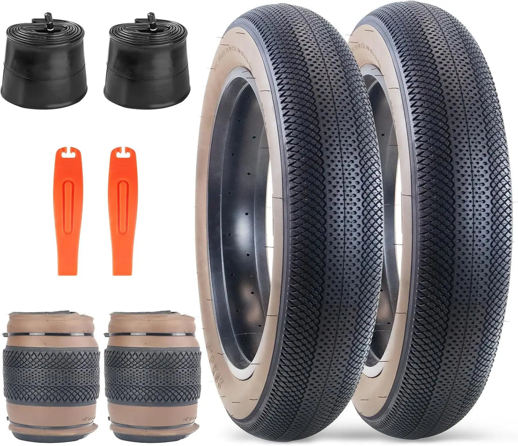 ZUKKA 26 x 4.0 Fat Tires With 2 Tubes  Bike Tire Heavy Duty High-Performance Wear-Resistant E-Bike Mountain Snow Bike Brown Wall