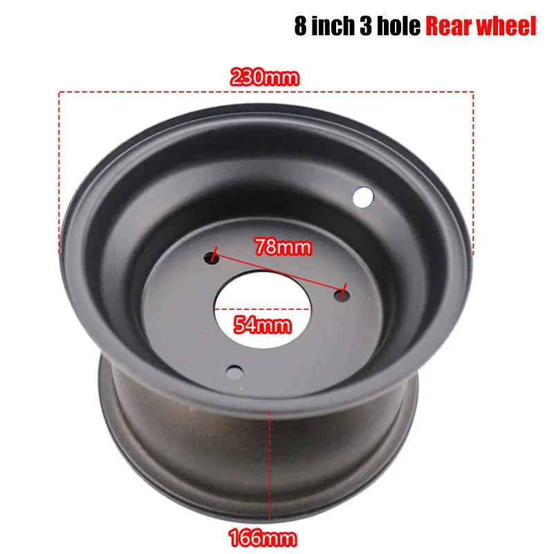 8" Front Wheel Rim with 3Hole 4 Hole 110mm for ATV Go Kart Off-Road Dirt Pit Bike Quad Dirt Bike, Off Road Use Only
