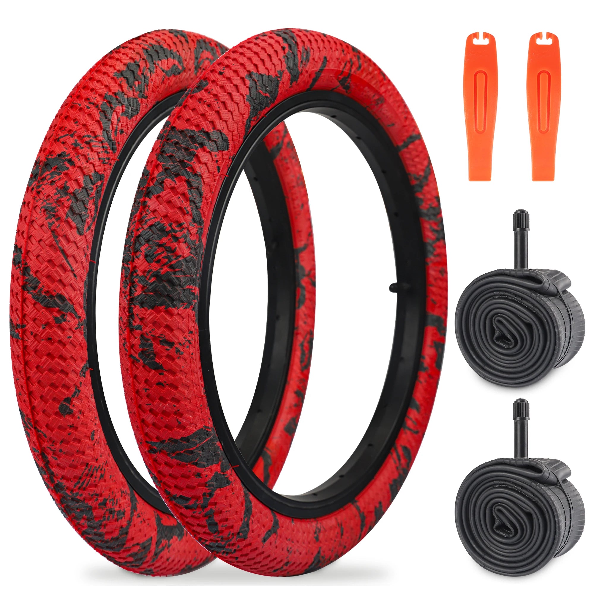 ZUKKA 2 Pack 16x2.1 Bike Tires with Inner Tubes & Levers - Anti-Slip Unique Pattern for Kids BMX MTB 16 Inch Bicycles