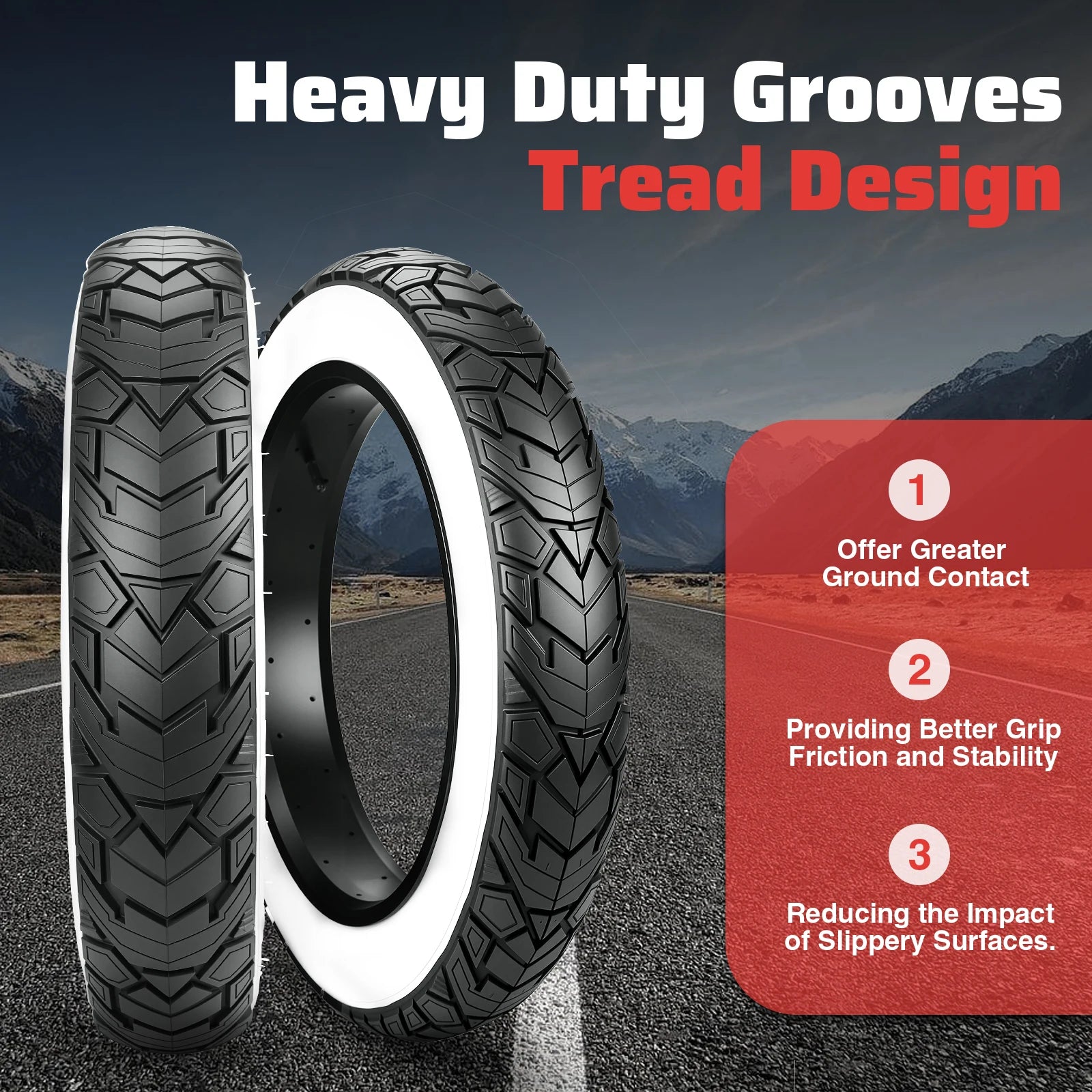 ZUKKA Fat Bike Tire 20 x 4.0 inch Mountain Bike Tire Fat Tire 20/26 inch Heavy Duty Deep Grooves Foldable Replacement