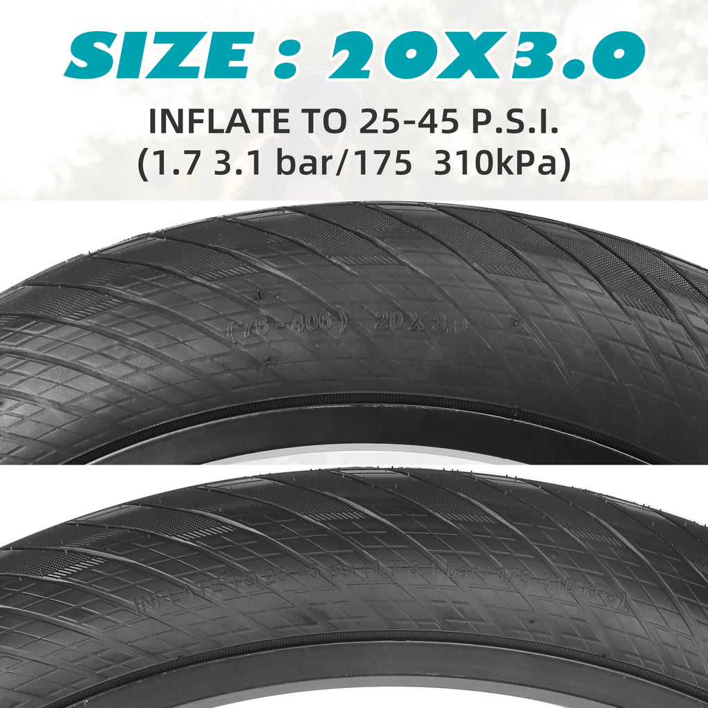 ZUKKA 1 Pack 20/24/26x3.0 Fat Bike Tires ebike Tires  MTB Heavy Duty Wear-Resistant E-Bike Mountain Snow Bike Tire