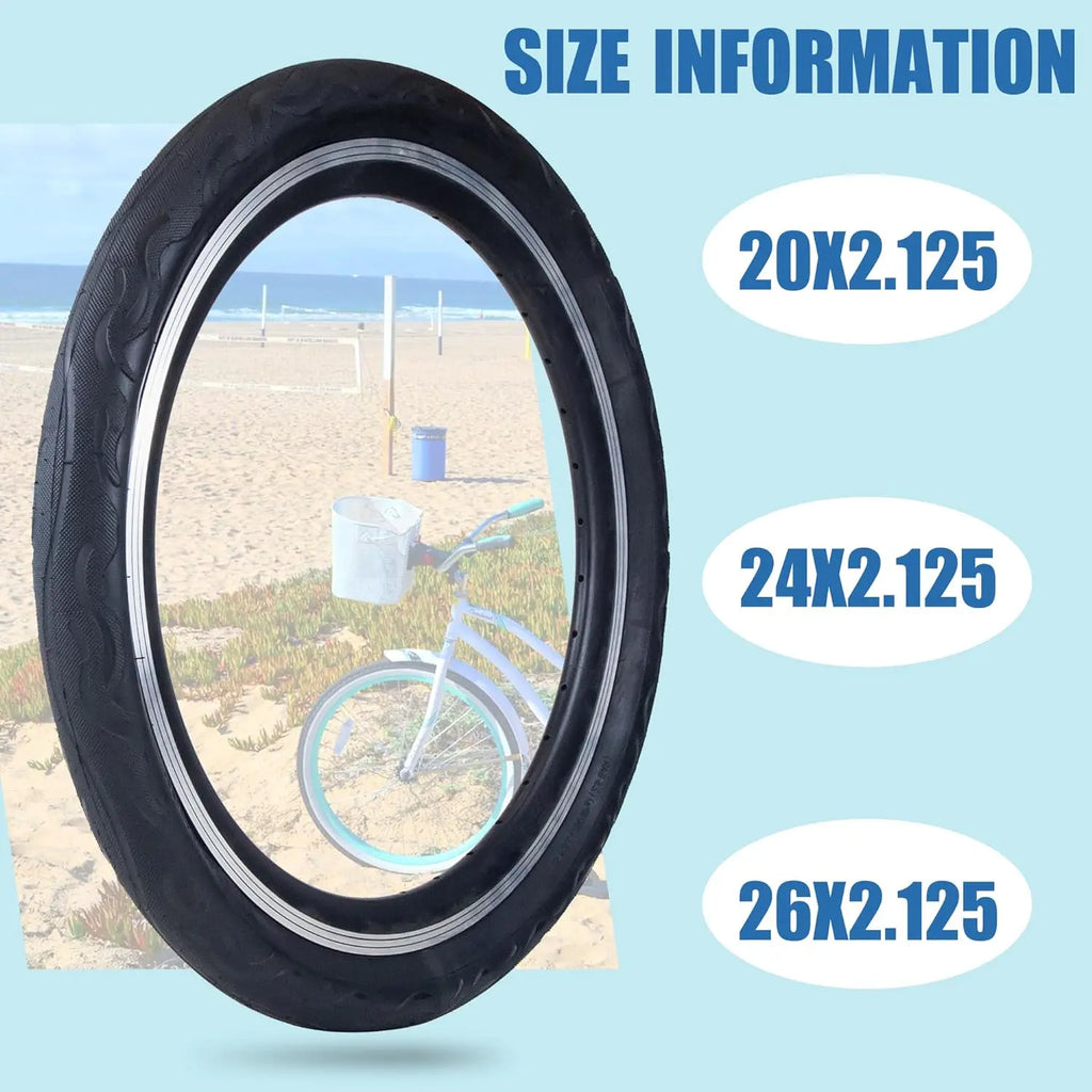 ZUKKA 2 Pack Bike Tire for Cruiser Bike 20/24/26 Inch  Flame Pattern Thread Bicycle Tire for MTB Cruiser Bicycle Black