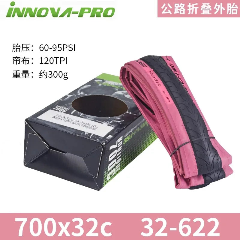 INNOVA PRO IA-2406 700x28c/32c/35c Yellow Edge Folding Anti-slip Tires for Road Bicycle City Touring Bike Cycling Parts