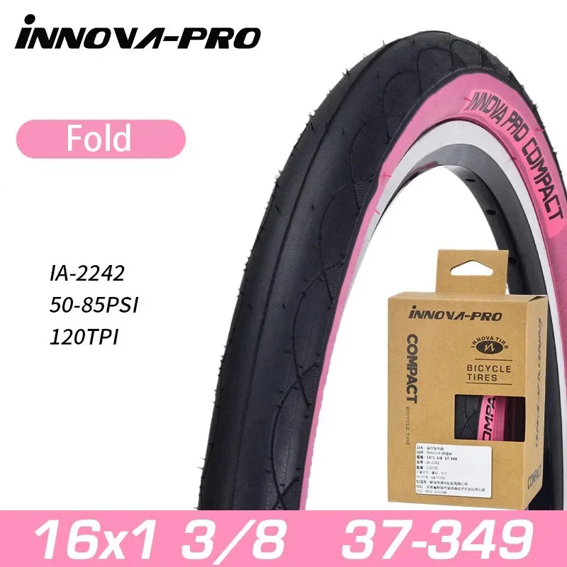 INNOVA Original 16x1 3/8 37-349 Folding/Wired Tire IA-2242 for Brompton K3 Mini 349 Fold Bicycle Tire BMX Half Bald Tires