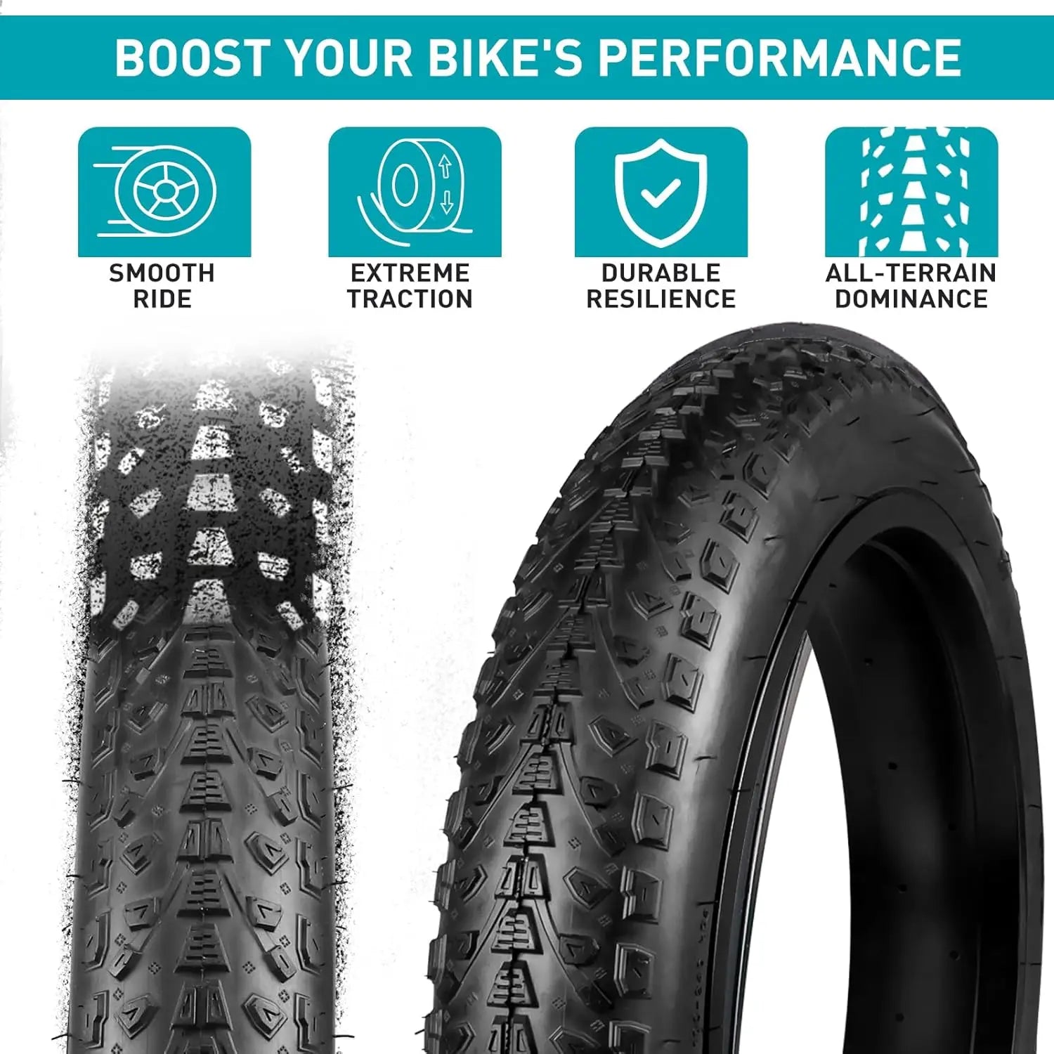 ZUKKA 24X3.0 Inch Fat Bike Tire - High Grip Anti-Slip Foldable for E-Bike/Wide Mountain/All-Terrain