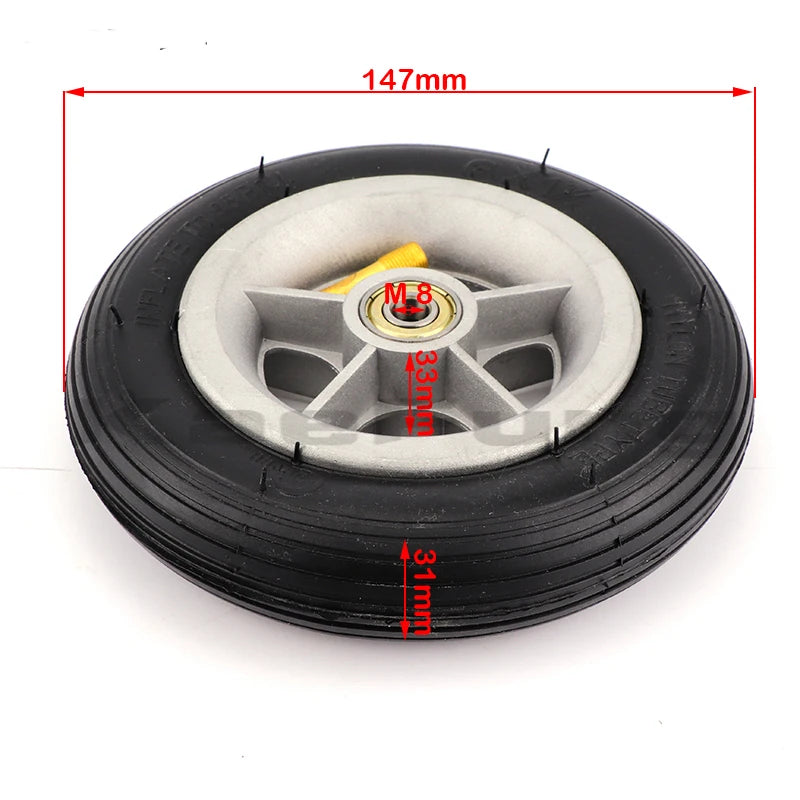 For Gas Electric Scooters E-Bike A-Folding Bike 6X1 1/4 Wheels 150mm 6 Inch Pneumatic Tire Inner Tube with 4 Inch Aluminum Rims