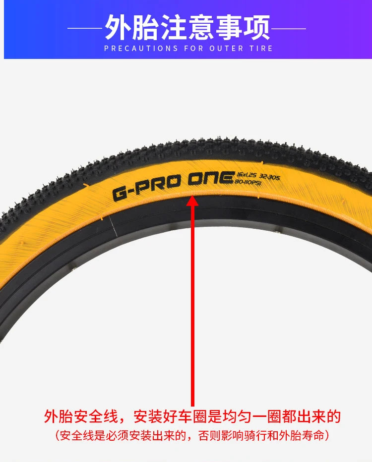 G-PRO-ONE Original BMX Bike Small Wheel Bicycle Folding Tire 16x1.25 32-305 Anti-slip Wear-resistant IA-1009 Cycling Parts