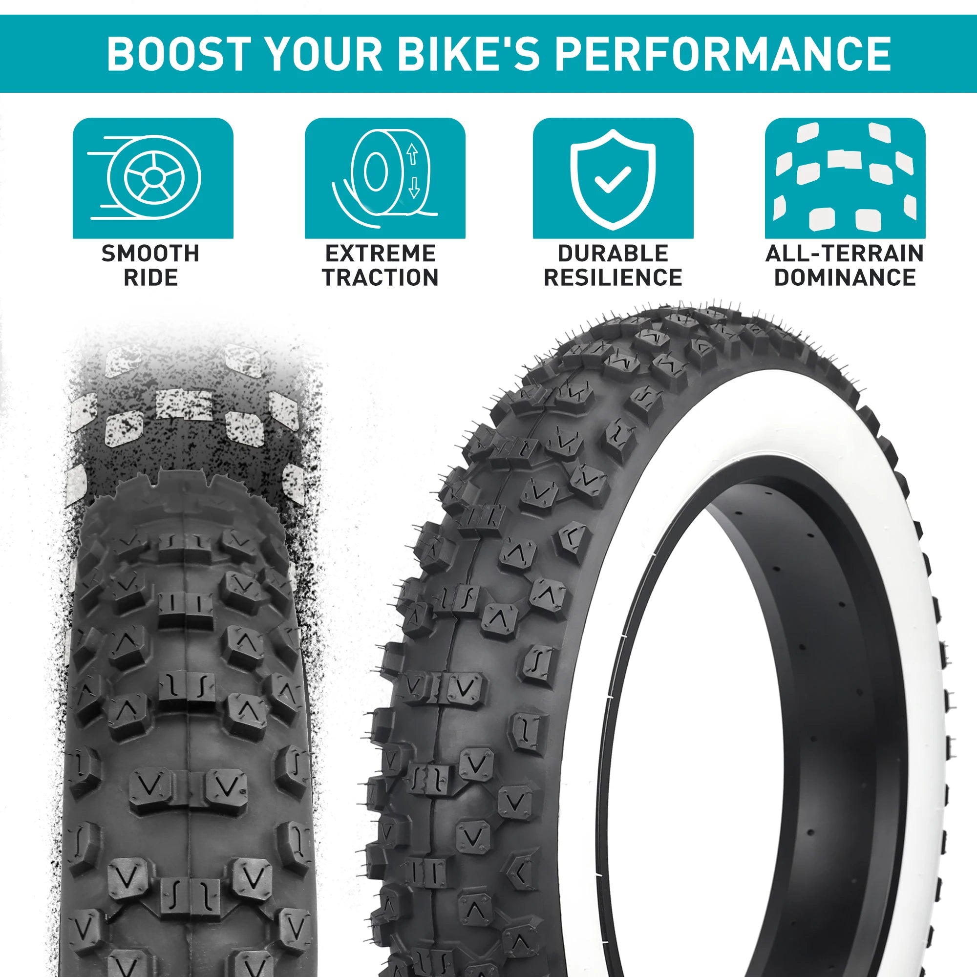 ZUKKA 2 Pack 20x4.0 inch Fat Bike Tire for Electric Bike Fat Bicycle Tire 4.0 inch Mountain Bike Tire