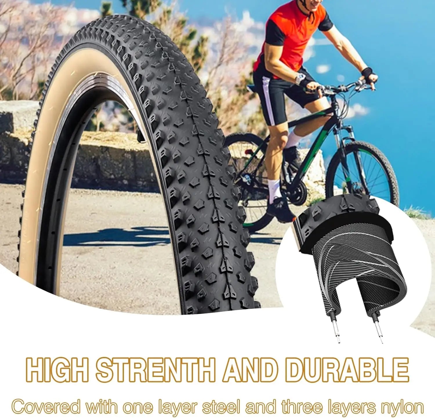 ZUKKA  1 Pack Mountain Bike Tire 20/24/ 26/27.5/29 Strong Grip Compatible Replacement Bicycle Tire for MTB Mountain Bicycle