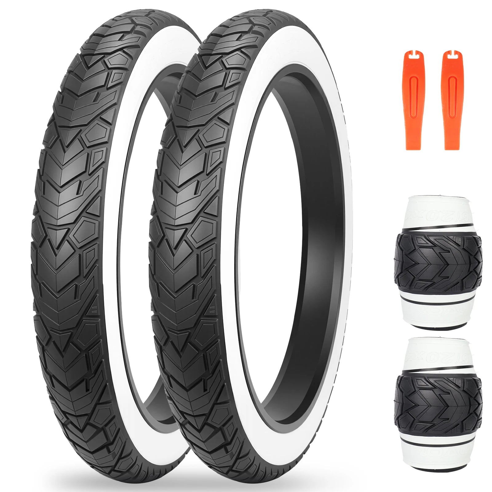 ZUKKA 26x 4.0 E-Bike Tire 2 Pack Fat Tire High Performance Fat Tire/White Wall Tire Replacement Tire Folding