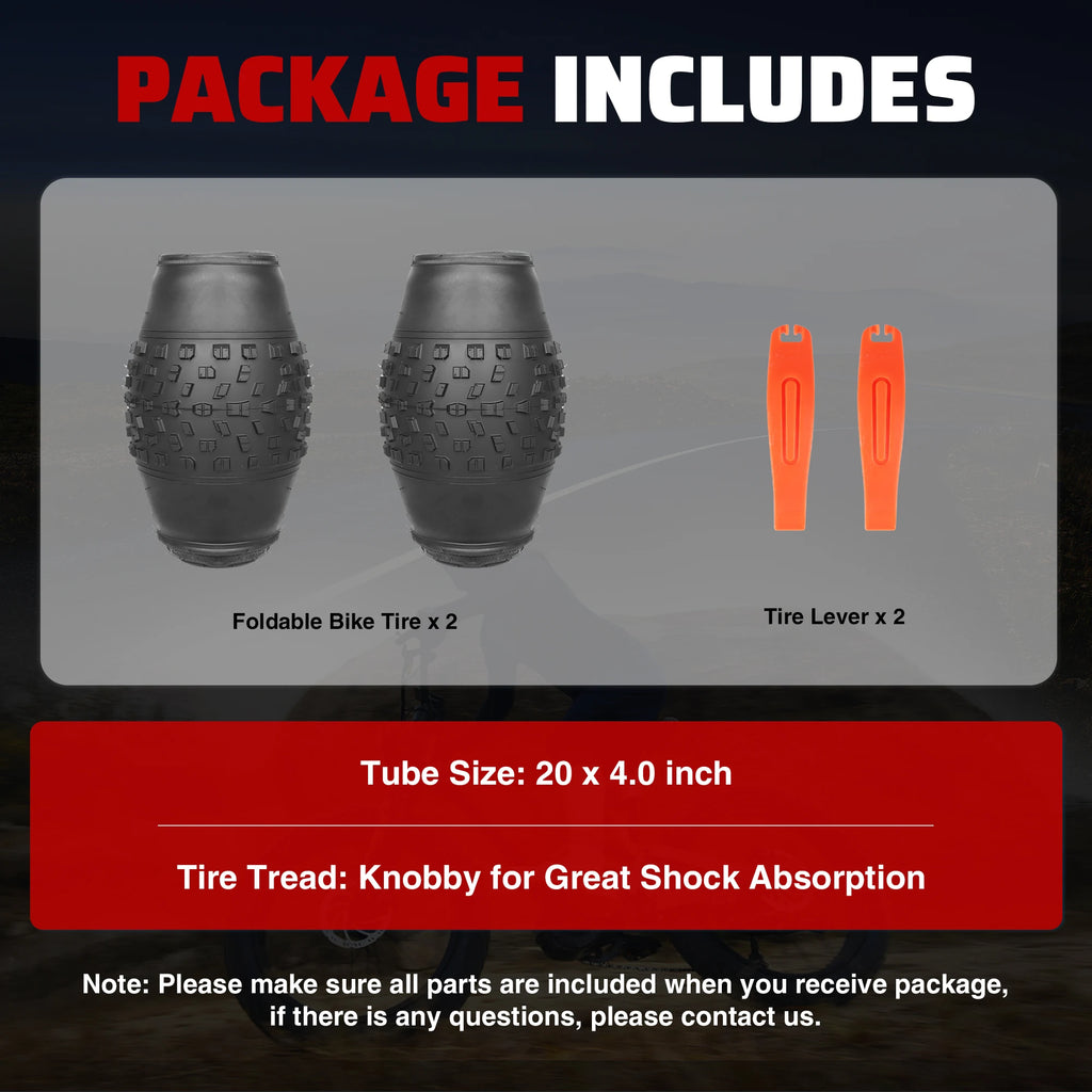 ZUKKA 20x4.0 Inch All-Terrain Foldable Bike Tire - Durable Knobby Tread for E-Bike/Fat Bike/Snow Bike