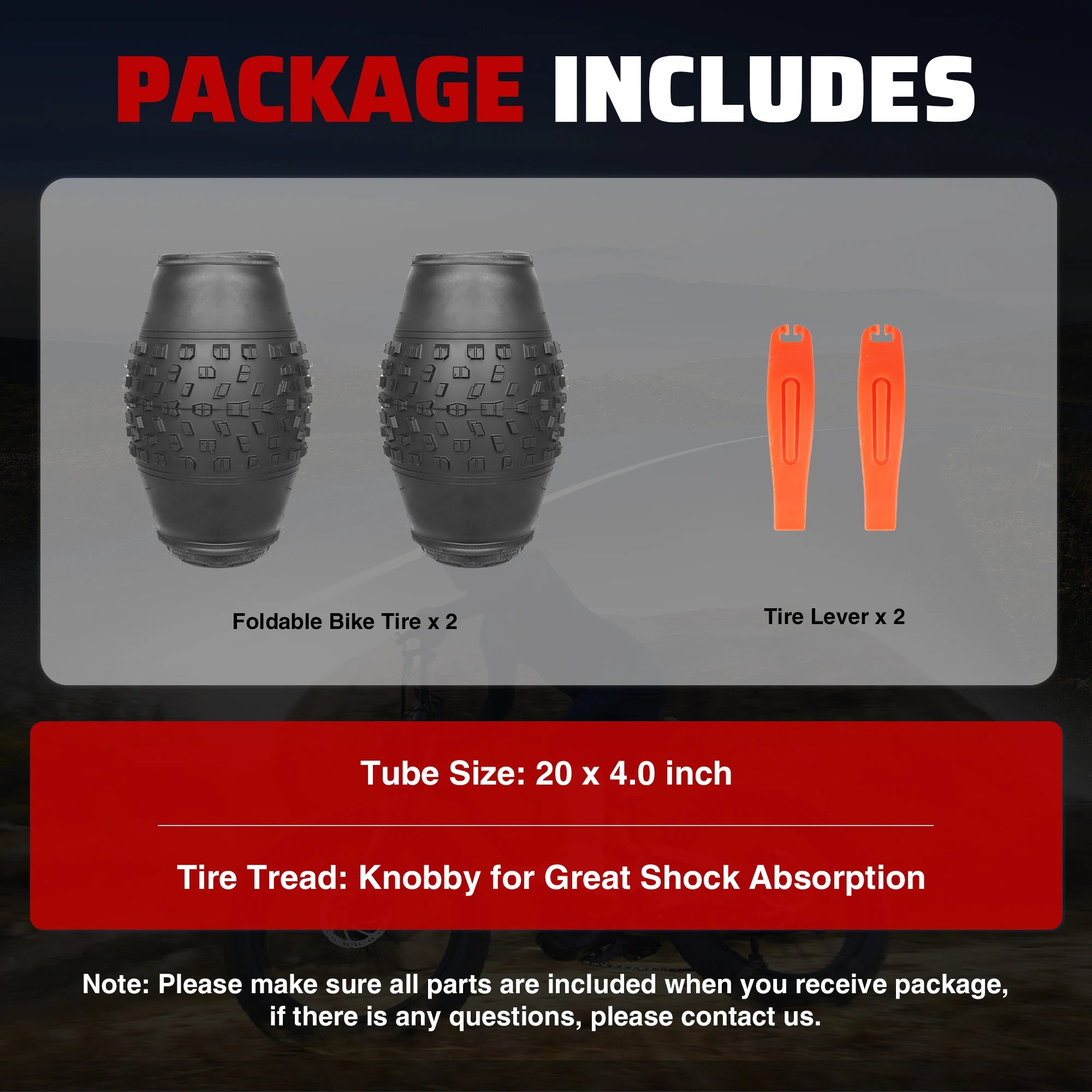 ZUKKA 20x4.0 Inch All-Terrain Foldable Bike Tire - Durable Knobby Tread for E-Bike/Fat Bike/Snow Bike