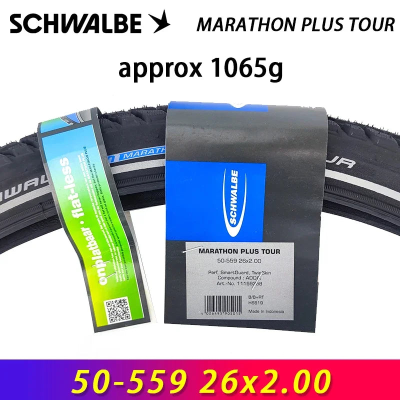 SCHWALBE MARATHON PLUS TOUR Wired Bicycle Tire 26x2.00/700x35c/40c 28x1.75/28x2.00 for MTB Road Travel Bike Cycling Parts