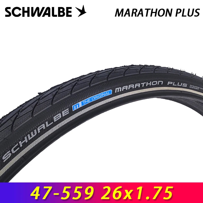 SCHWALBE Original MARATHON PLUS 26x1.75 Road MTB Bike 7 Level SmartGuard Black Reflex Bicycle Tires Cycling Parts