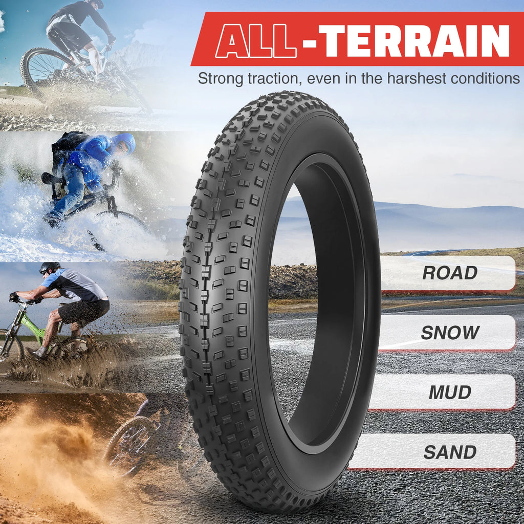 ZUKKA 24x3.0 Inch All-Terrain Foldable Bike Tire - Durable Knobby Tread for E-Bike/Fat Bike/Snow Bike