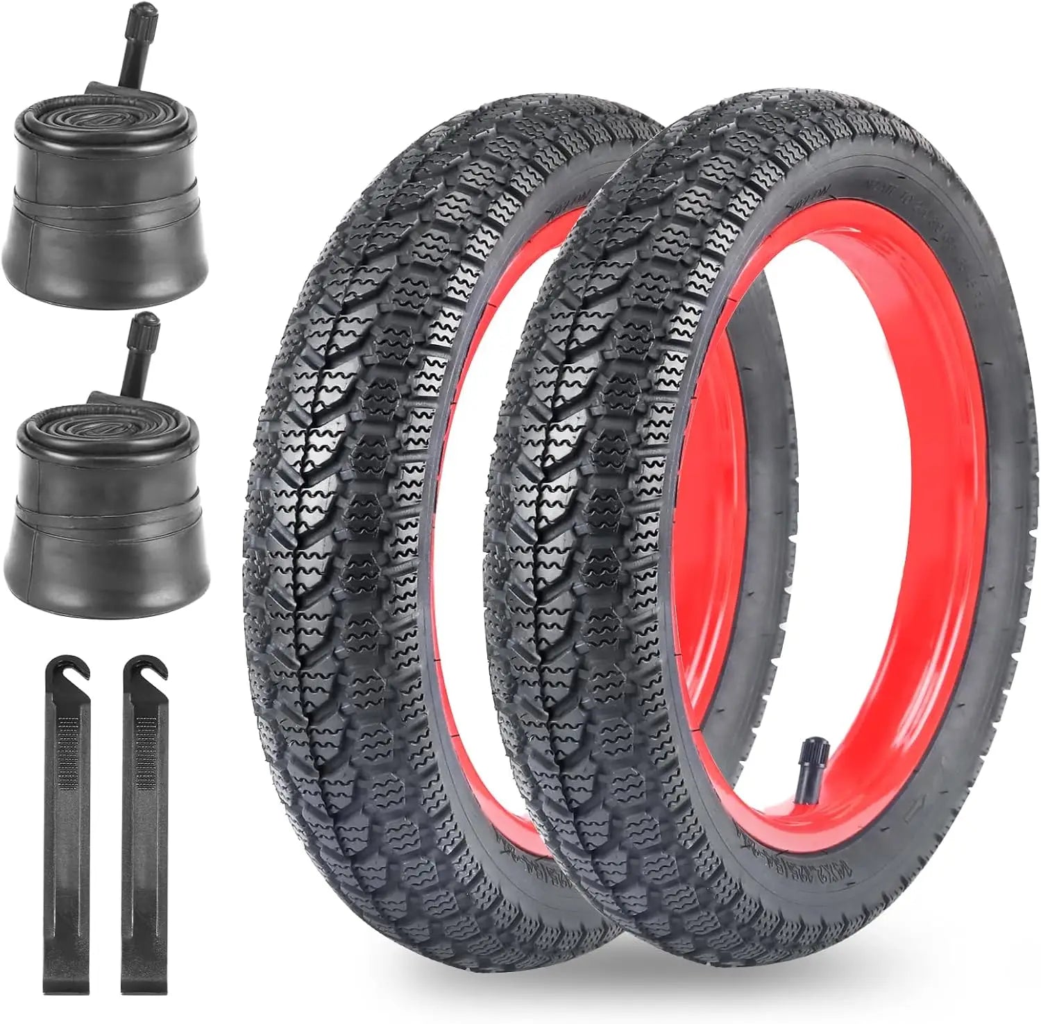 ZUKKA 14"x2.125 Kid Bike Tire 2 Pack with 2 Inner Tubes Anti-Slip Wear-Resistant Folding Replacement