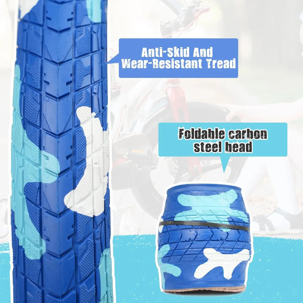 ZUKKA20 x 2.125 Bike tire 2 Pack 20 Bike tire BMX Bike Tires Kids Blue 20" Bike Tires Folding Replacement Tires Fits Most Kids