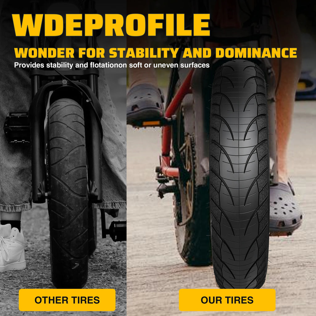 ZUKKA E Bike Fat Tire 16 x 4.0 Fat Bike Tire Heavy Duty High-Performance E-Bike Mountain Snow Bike Tire Black