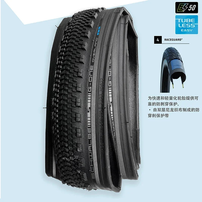 SCHWALBE Original G-ONE OVERLAND 365 Tubeless Bicycle Tire for The All-Season Gravel MTB XC Off-Road Bike Cycling Parts