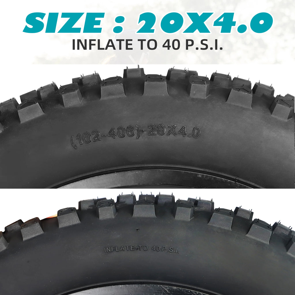 ZUKKA 2 Pack 20"x 4" Fat Tire Heavy Duty Wear-Resistant for Ebike Mountain Snow All-Terrain Off-Road Cycling