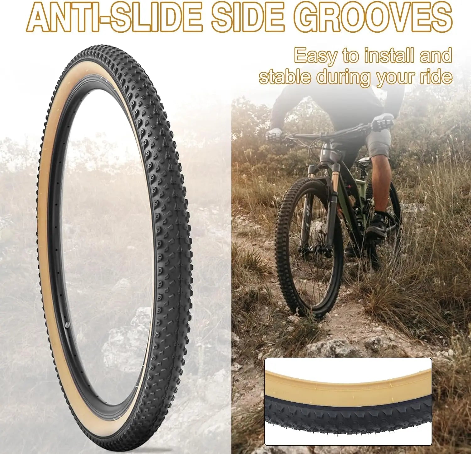 ZUKKA  1 Pack Mountain Bike Tire 20/24/ 26/27.5/29 Strong Grip Compatible Replacement Bicycle Tire for MTB Mountain Bicycle