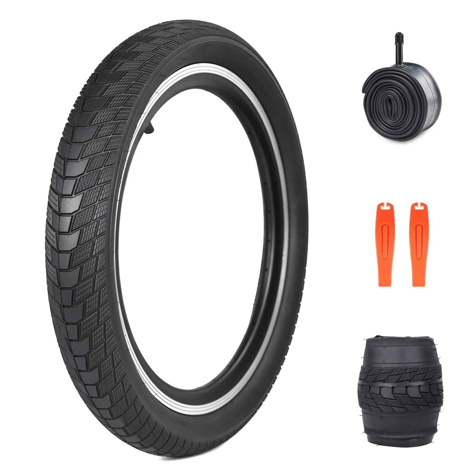 ZUKKA 20x2.4 Bike Tire Set 2 Inner Tube Anti-Slip Wear-Resistant Foldable Multi-terrain Replacement for Kid Bikes