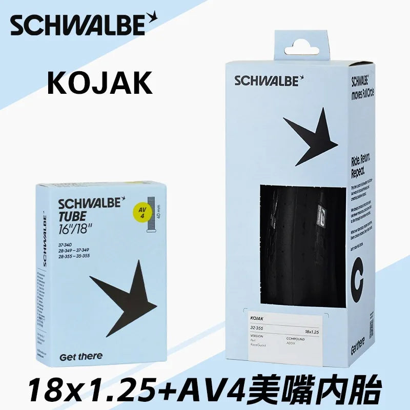 SCHWALBE KOJAK 18" Inch 32-355 18x1.25 Black Folding Tire Level 4 RaceGuard for Birdy Folding Bicycle BMX Bike Cycling Parts