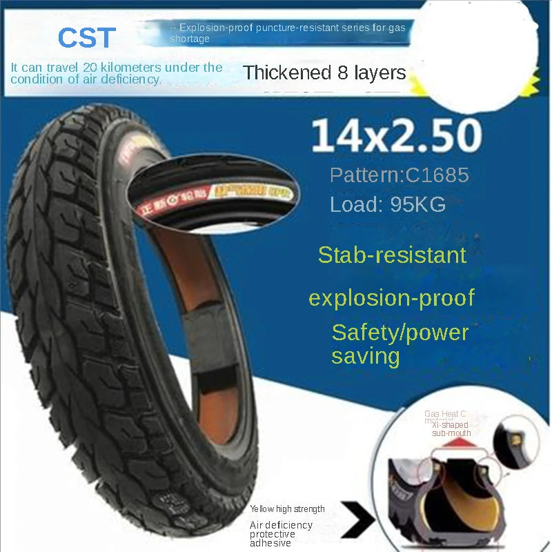 CST Tubeless Tire 14x2.50 For Electric bicycle For Electric vehicle vacuum tire 14x2.5 14 inch 4PR 6PR 8PR C1685
