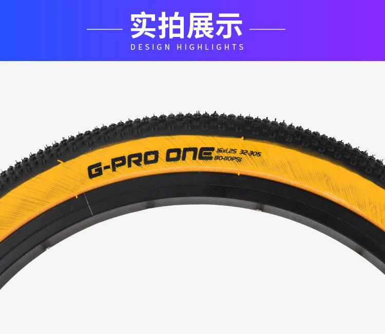 G-PRO-ONE Original BMX Bike Small Wheel Bicycle Folding Tire 16x1.25 32-305 Anti-slip Wear-resistant IA-1009 Cycling Parts