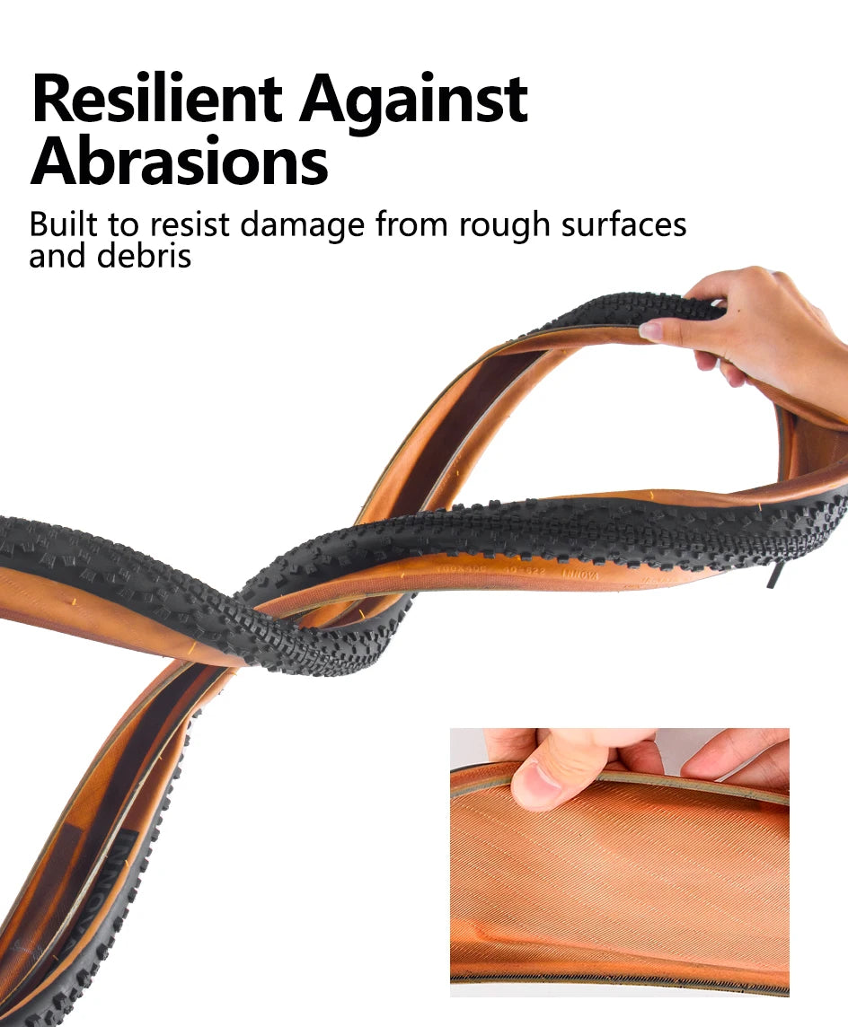 INNOVA Bicycle Tire Tube Puncture Protection Yellow Cyclocross Tire Road Tire 700×40C Tubeless Gravel Tire French Valve 1/2Pcs