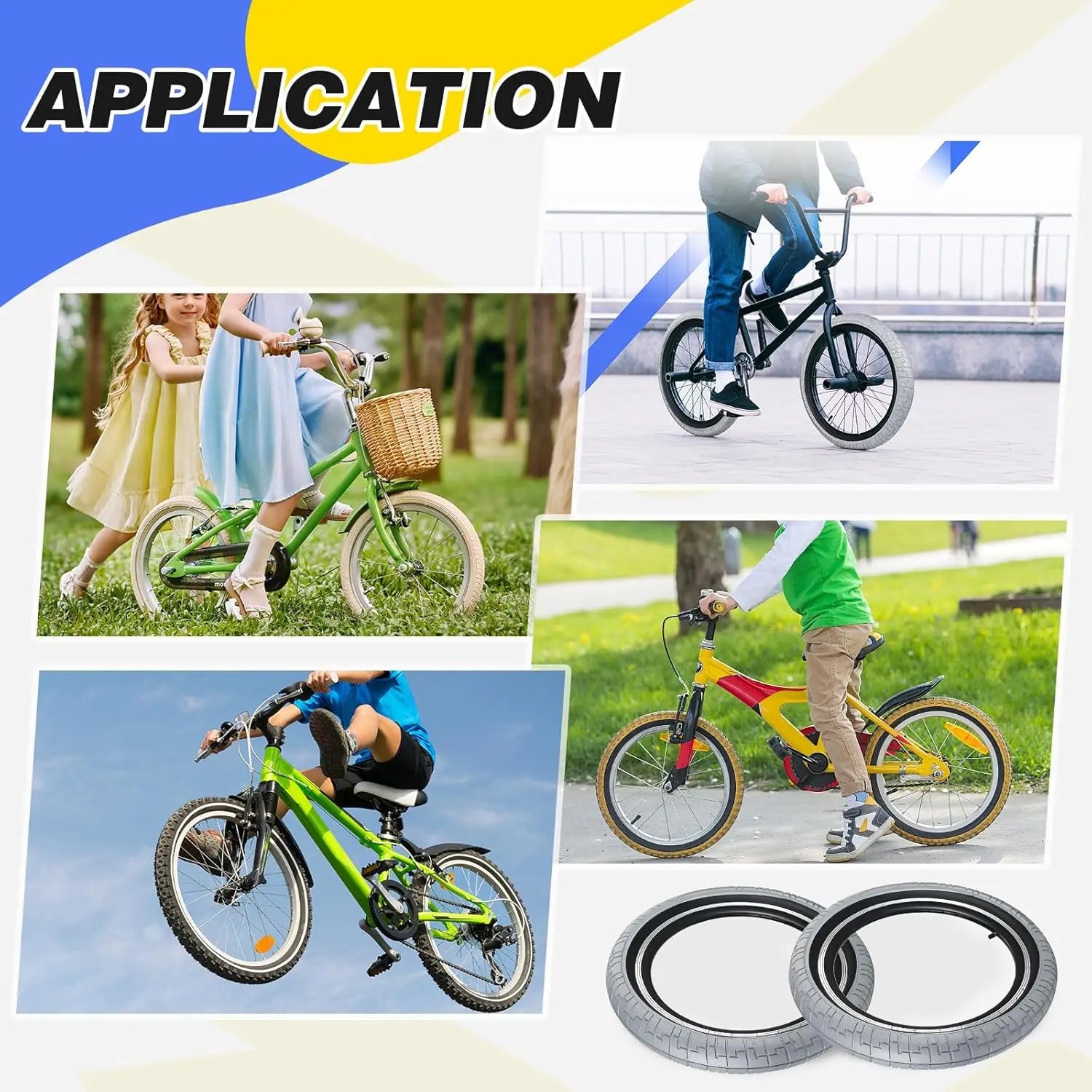 ZUKKA 20 x 2.4 Bike Tire 2 Pack 20 Inch Bike Tires Folding Replacement Tire for Kids Bike, MTB Mountain Bike, BMX Freestyle