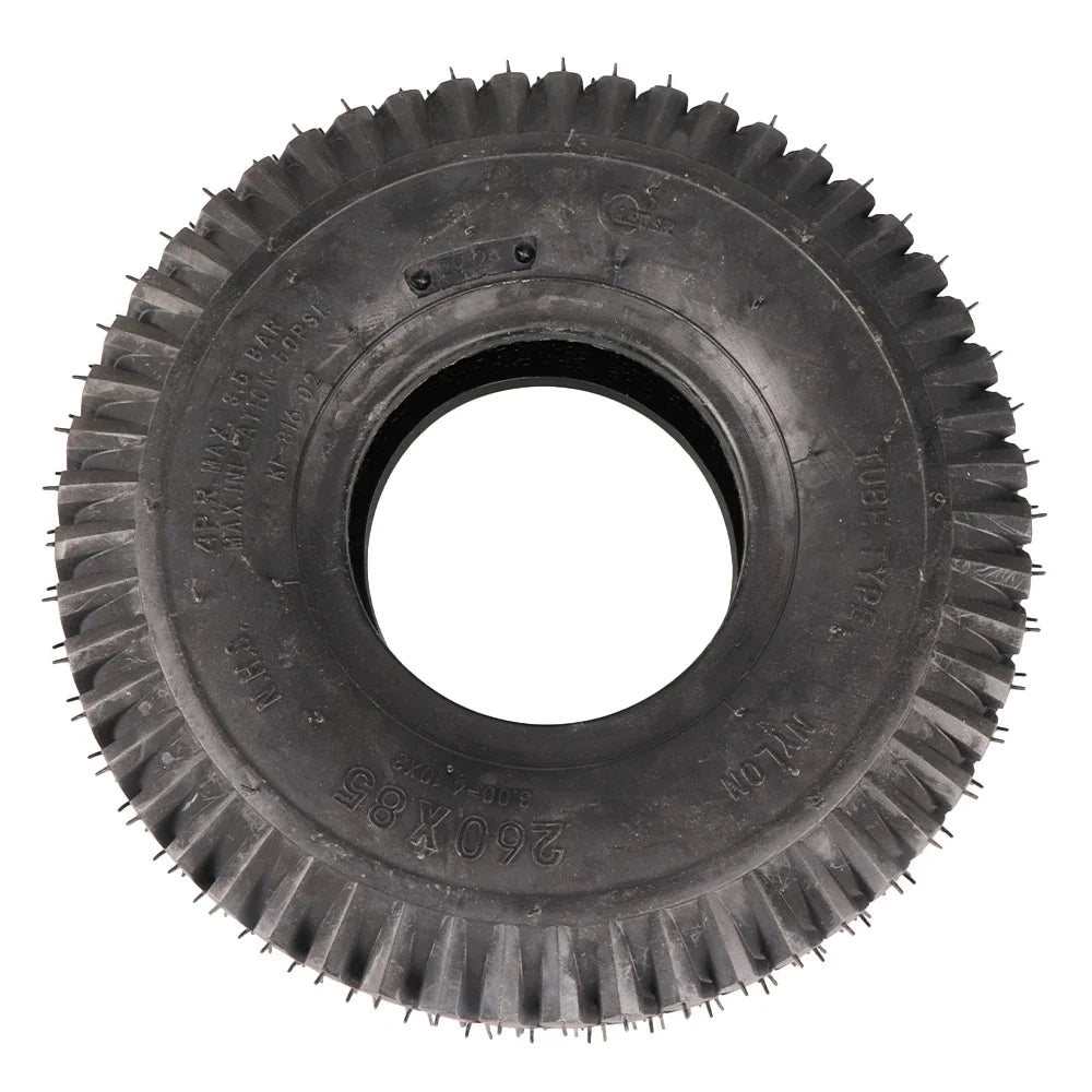 Wear Resistant Tyre 260x85 4 Inch Black Puncture Proof Fits Mobility Scooter Block Tread