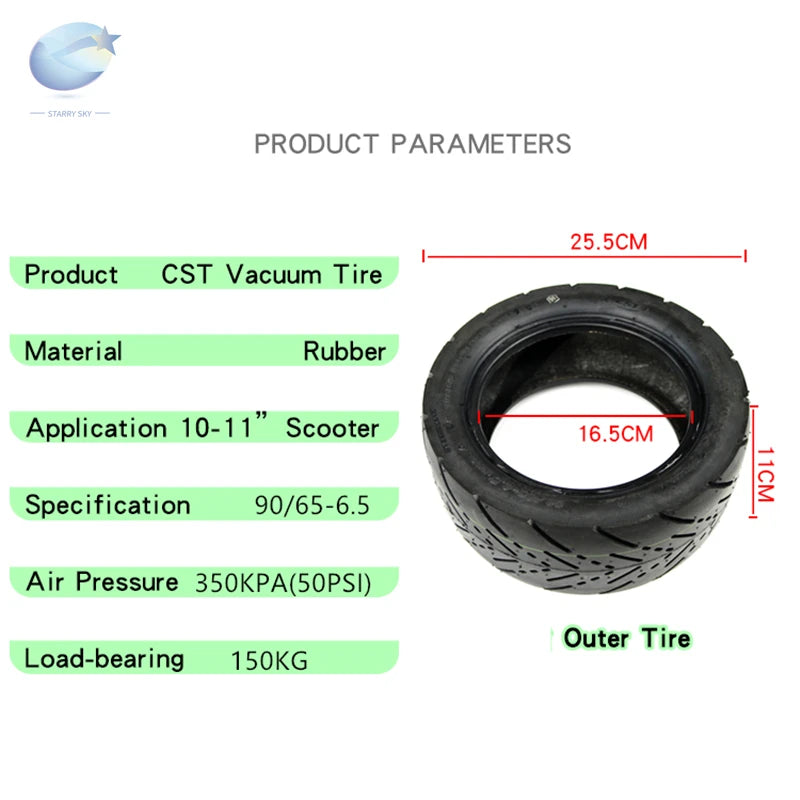 Cst 11 inch 90/65-6.5 tubeless tyre Electric scooter refitted 11" thick tire outer tire vacuum Road tire For Dualtron Ultra