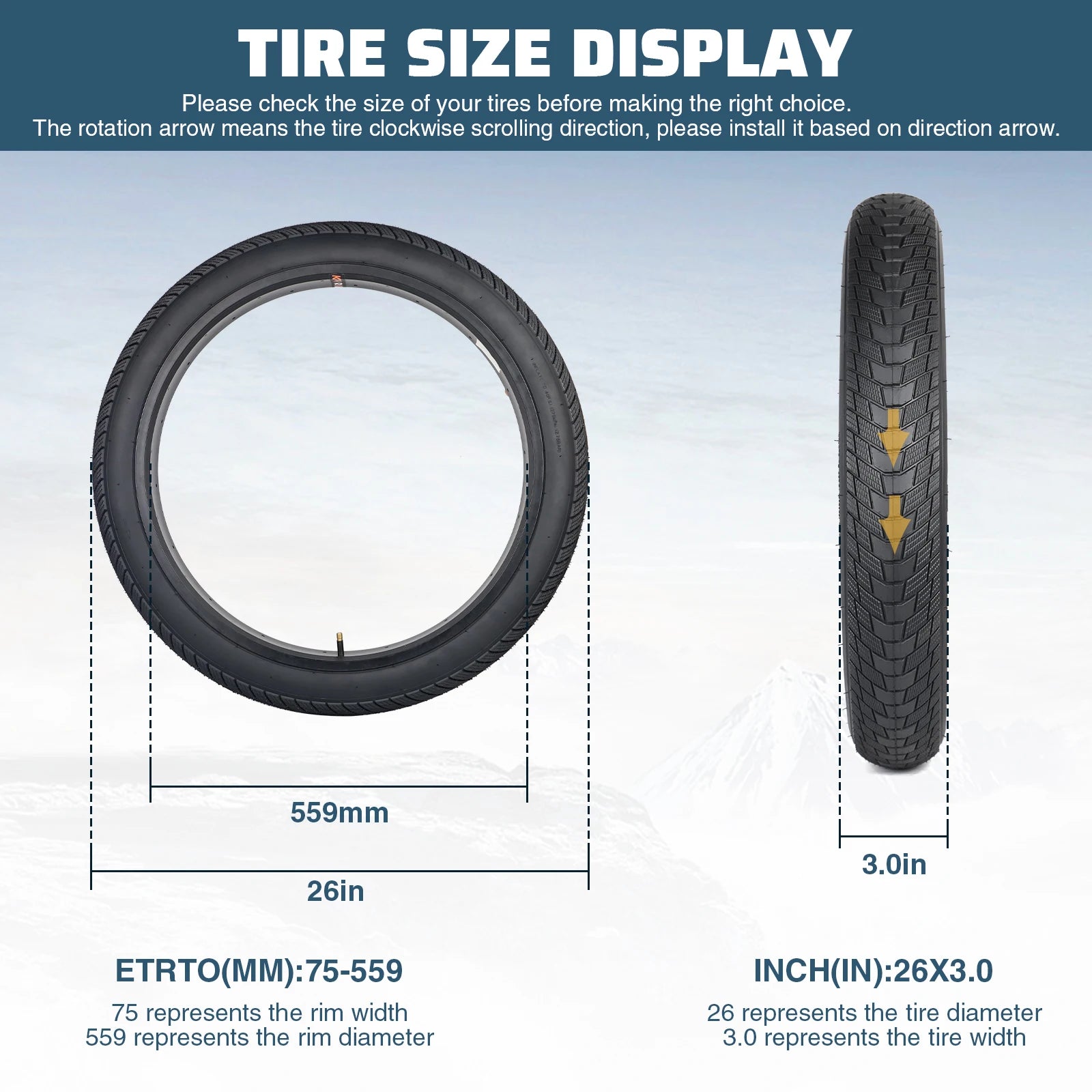 ZUKKA 26x3.0 All - Terrain Tire for Kids, Electric Bikes & Tricycles - Superior Grip, Anti slip, Long - lasting Wear Resistance