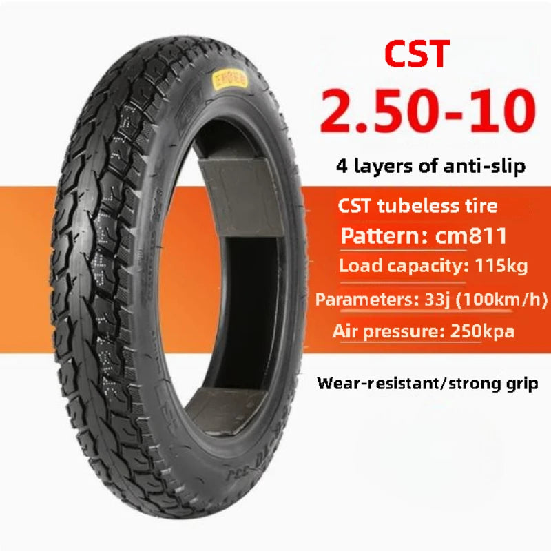 2.50-10 CST Electric Bicycle Tires Tubeless Tires 14 Inch 2.50-10 Electric Cycle Tyre For E-BIKE Electric Vehicle  Tire Vacuum