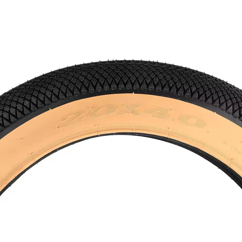 EBike Fat Replacement Tire 20x4.0 Inch Skin color High-Performance Wear-Resistant Folding Fat Tire for Electric Urban Mountain