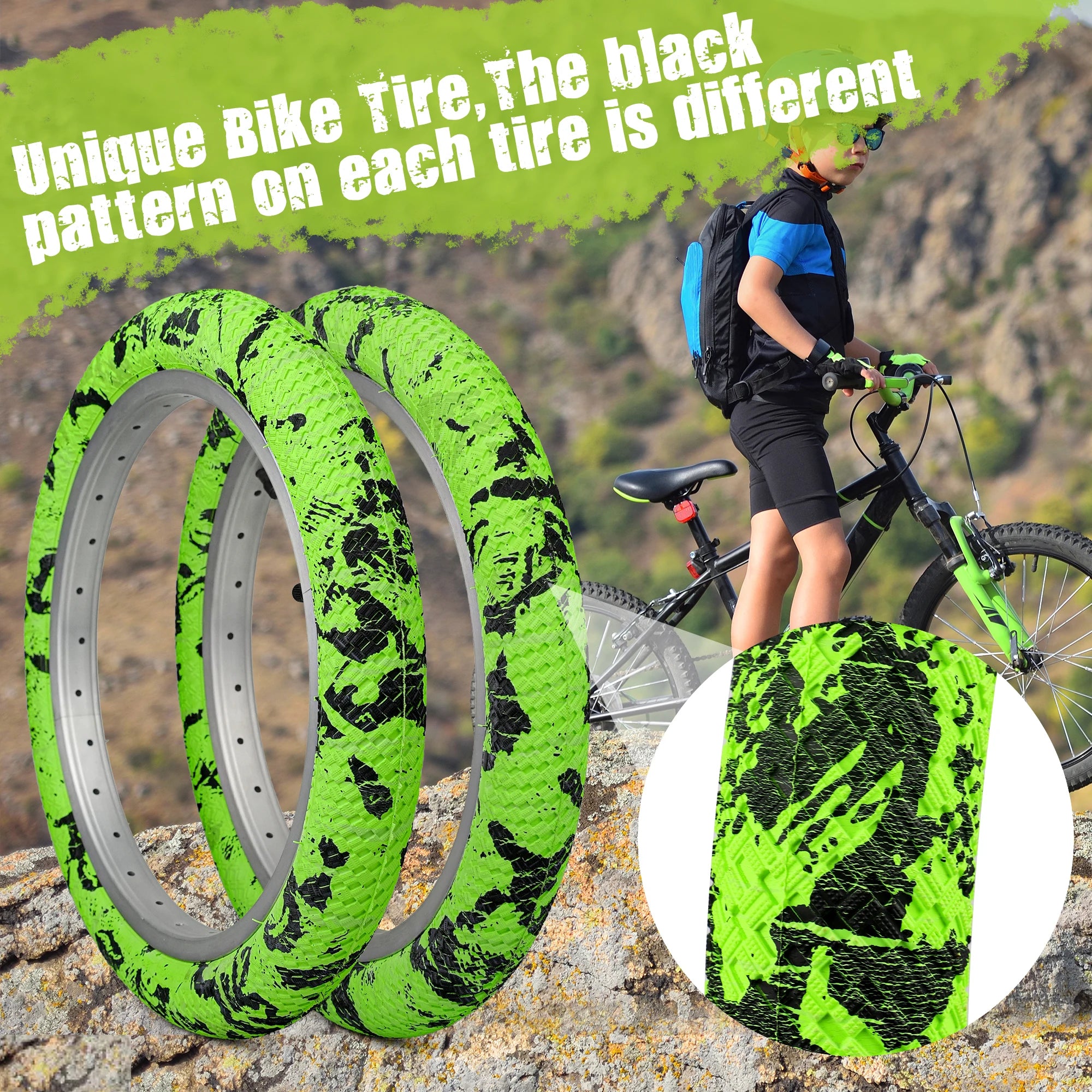 ZUKKA 2 Pack 16x2.1 Bike Tires with Inner Tubes & Levers - Anti-Slip Unique Pattern for Kids BMX MTB 16 Inch Bicycles