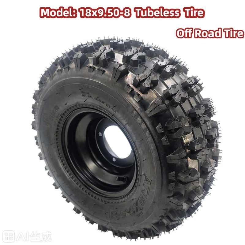 18x9.50-8 Tire & Wheel Assembly Tubeless 4PR 18x9.5-8  ATV Go Kart Quad Buggy 8" Iron Rim 4-Lug 110mm