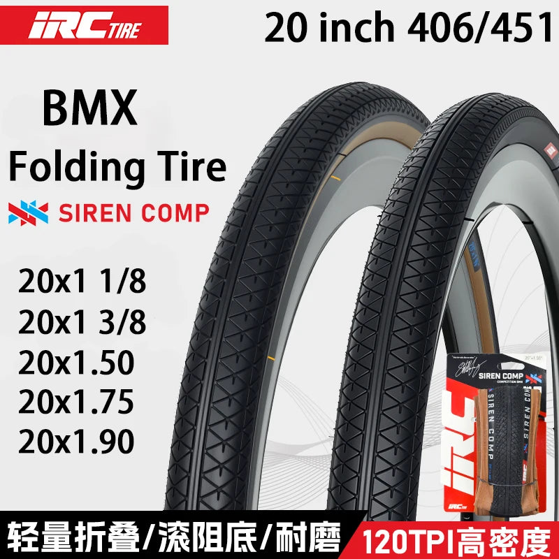 Japan Original IRC SIREN COMP BMX Bicycle Fold Tire 20x1 1/8 20x1 3/8 20x1.50/1.75/1.90 Small Wheel Bike 406/451 Tire