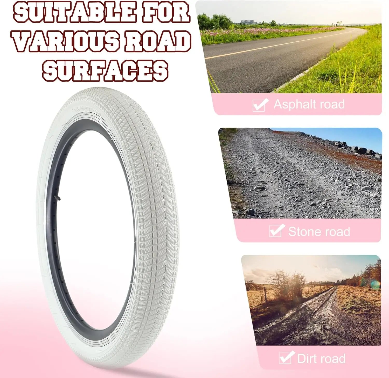 ZUKKA 1 Pack 20x2.125 Kid Bike Tire Anti-Slip Wear-Resistant 4 Colors Available for Child Bicycles Daily Riding