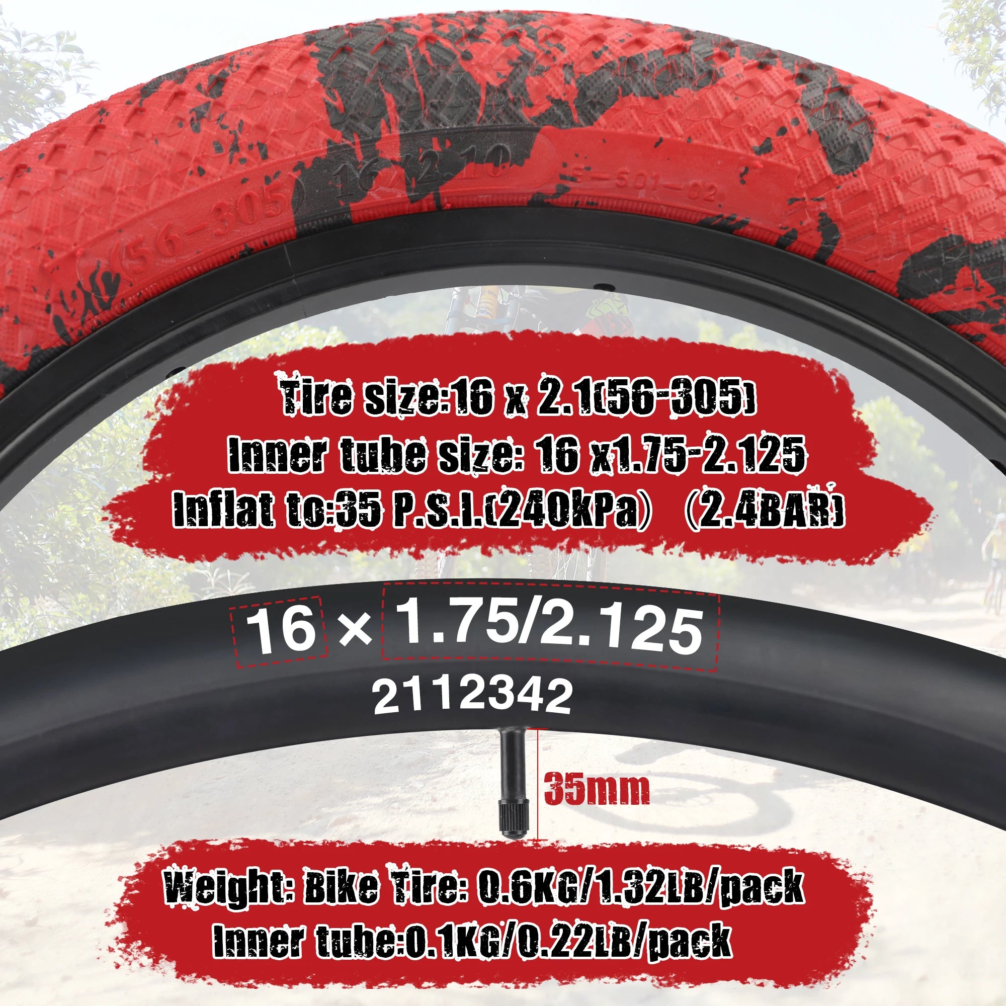 ZUKKA 2 Pack 16x2.1 Bike Tires with Inner Tubes & Levers - Anti-Slip Unique Pattern for Kids BMX MTB 16 Inch Bicycles