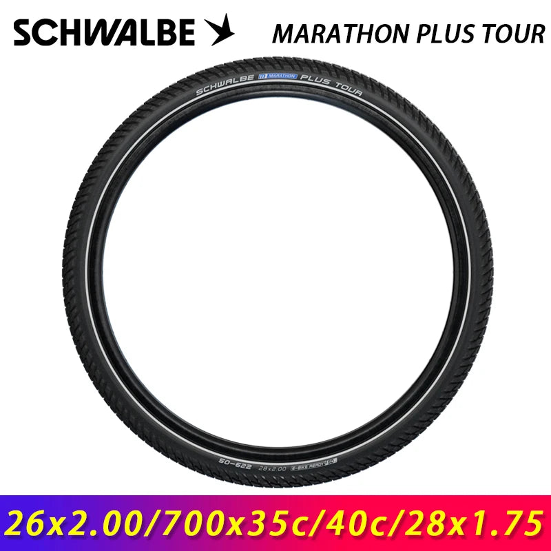 SCHWALBE MARATHON PLUS TOUR Wired Bicycle Tire 26x2.00/700x35c/40c 28x1.75/28x2.00 for MTB Road Travel Bike Cycling Parts