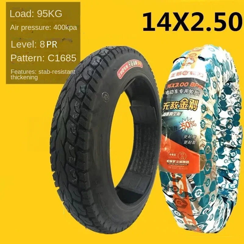 CST Tubeless Tire 14x2.50 For Electric bicycle For Electric vehicle vacuum tire 14x2.5 14 inch 4PR 6PR 8PR C1685