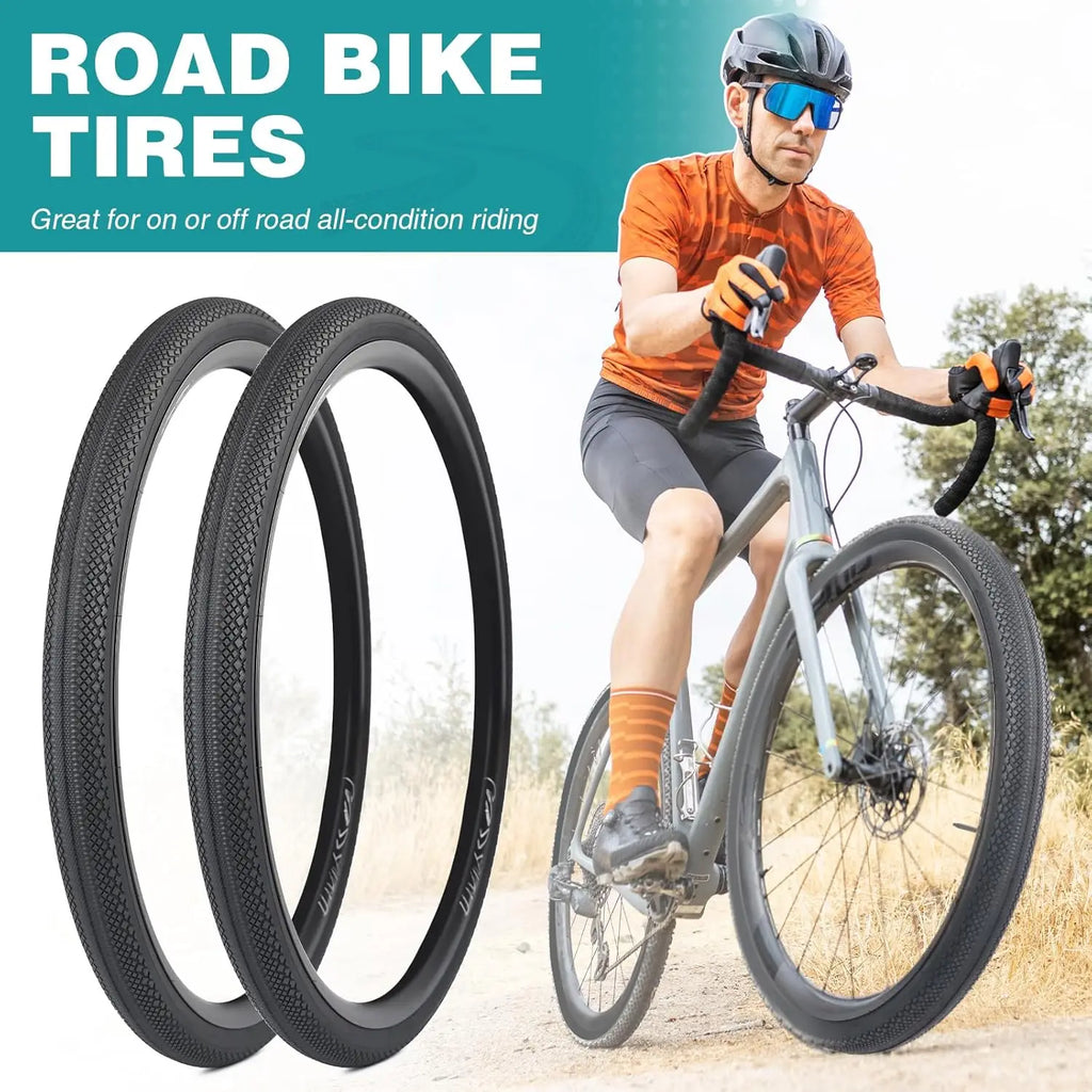 ZUKKA 2 Pack 700x40C Road Gravel Bike Tire Heavy Duty Anti-Slip Puncture Resistant Kit with 2 Inner Tubes Tire Levers Valve Caps