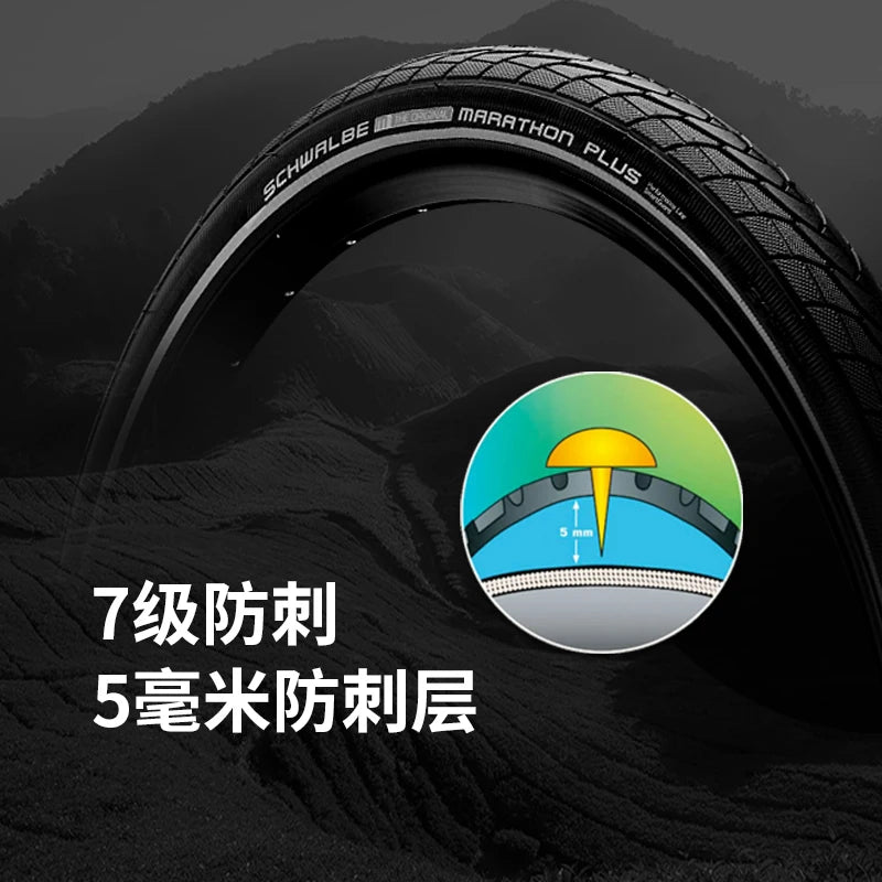 SCHWALBE Original MARATHON PLUS Series Puncture-resistant Wired Tire for Road Gravel MTB Bicycle Travel Bike Cycling Parts