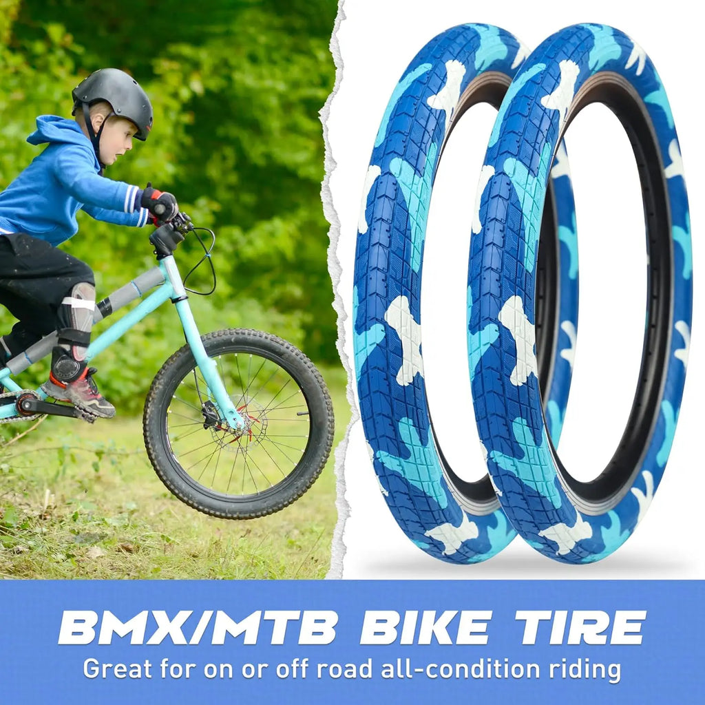 ZUKKA20 x 2.125 Bike tire 2 Pack 20 Bike tire BMX Bike Tires Kids Blue 20" Bike Tires Folding Replacement Tires Fits Most Kids