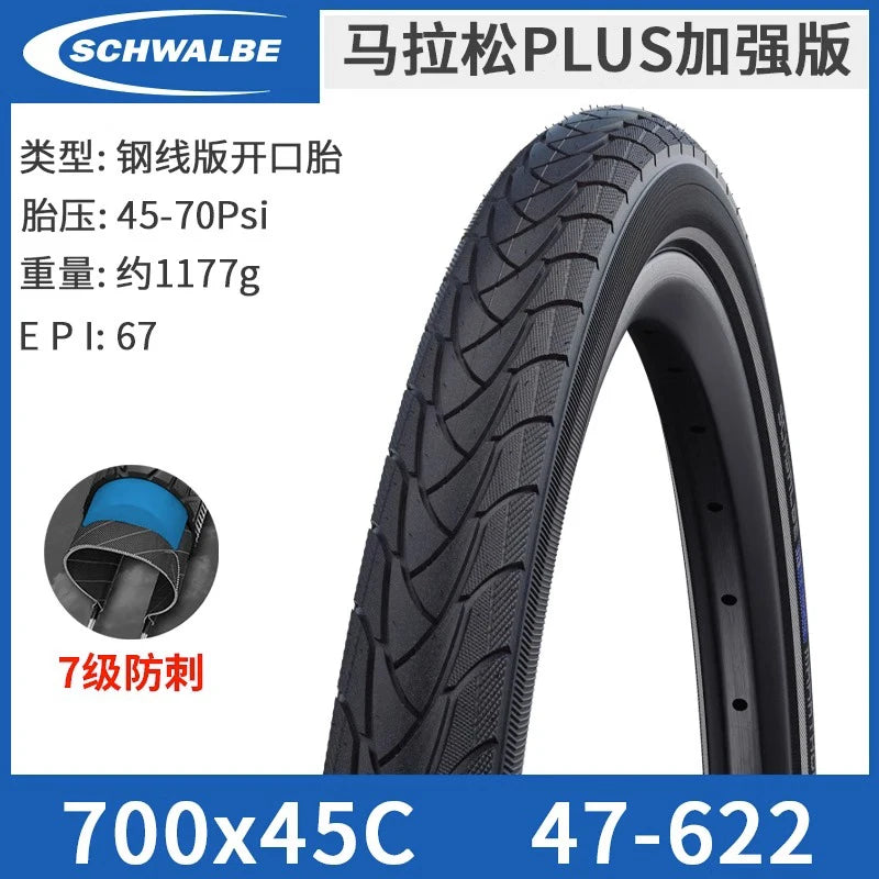 SCHWALBE Original MARATHON PLUS Series 26/27.5 inch 700c Wired Bicycle Tire for MTB Bike Touring Bicycle Cycling Parts