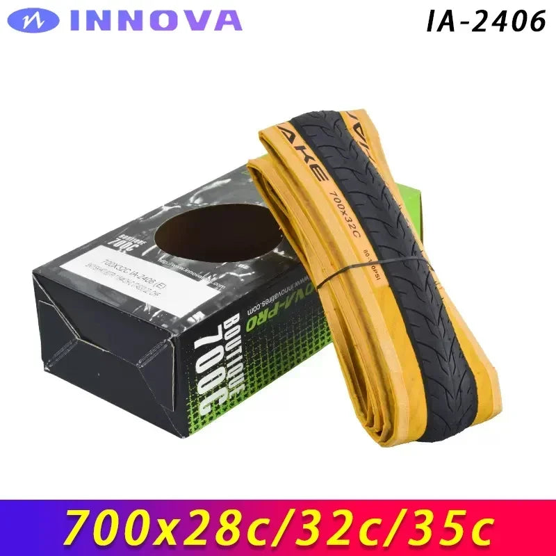 INNOVA PRO IA-2406 700x28c/32c/35c Yellow Edge Folding Anti-slip Tires for Road Bicycle City Touring Bike Cycling Parts